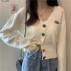 Soft Milk Blue Sweater Jacket Sweet Cardigan Women's Thin Autumn New V-neck Knitted Sweater Short