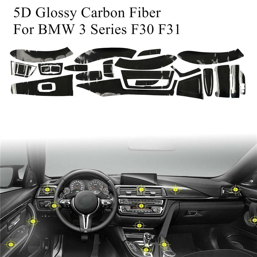 Car 5D Carbon Fiber Texture Vinyl Interior Decal Trim For BMW 3-Series F30 F31