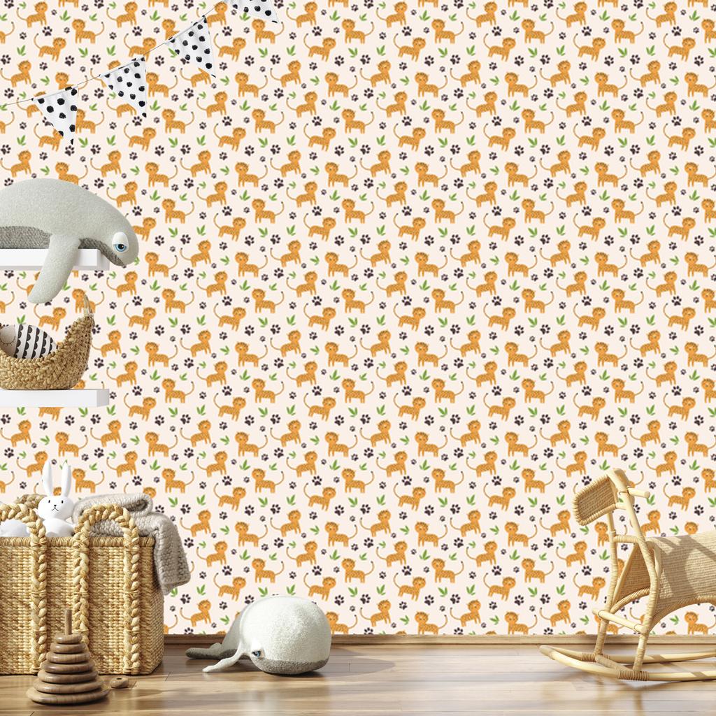 Leopard wallpaper white, cream, gold and light gray 50x1000