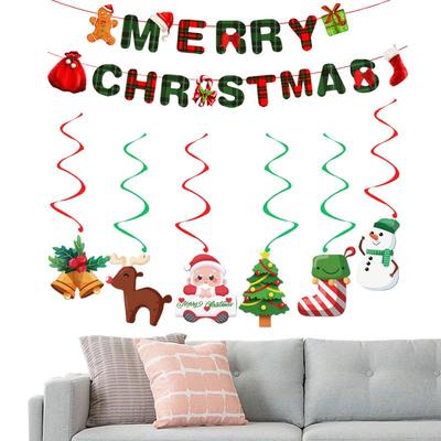 Merry Christmas Banner Indoor Christmas Hangable Door Decoration Merry Christmas Swirl Decoration Holiday Birthday Decoration