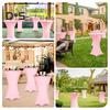 Cocktail Table Cover Solid Color Design High Elastic Oil-Proof Universal Fit Simple Installation Round High Top Table Cloth