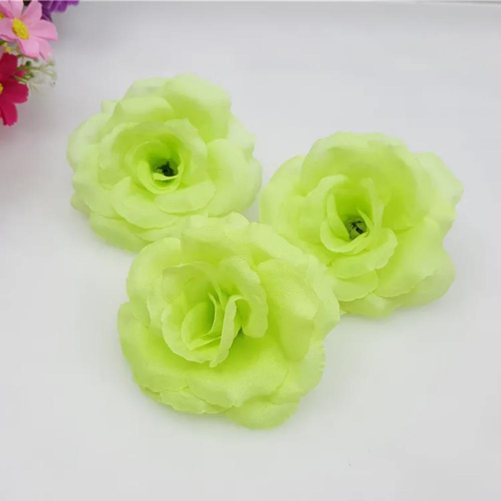 Can Mix Color 10PCS/Lot 8CM Yellow Artificial Rose Silk Flower Heads DIY Wedding Home Decoration Festive Party Supplies 17colors