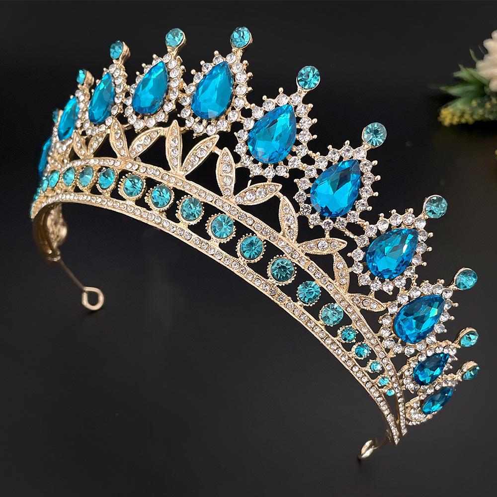 Bridal Crown Baroque Drop Diamond Princess Crown Performance Birthday Tiara Wedding Dress Accessories
