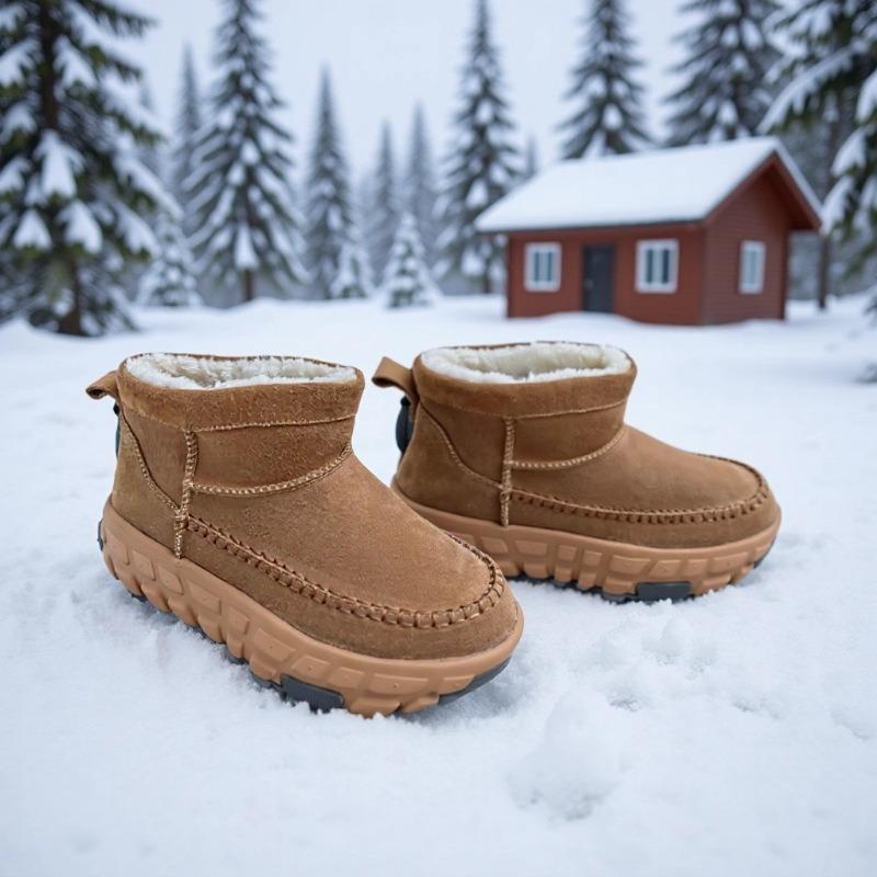 3336 Autumn and Winter Snow Boots Thick-soled Retro Leather Heightened Tire Shoes with Cotton Thickened Large Cotton Shoes