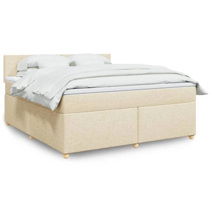VidaXL Sommier à lattes de lit avec matelas Crème 180x200 cm Tissu 3286757