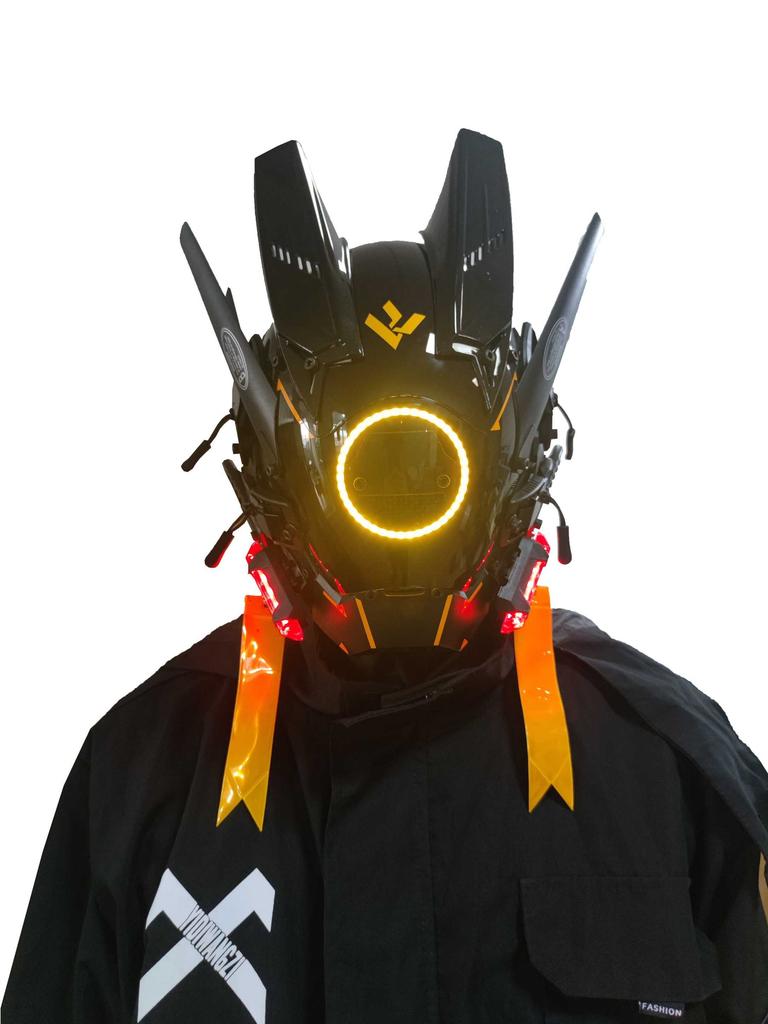 Jaupto Punk Mask Helmet Cosplay For Men, Futuristic Punk Techwear, Halloween Cosplay Fit Party Music Festival Accessories