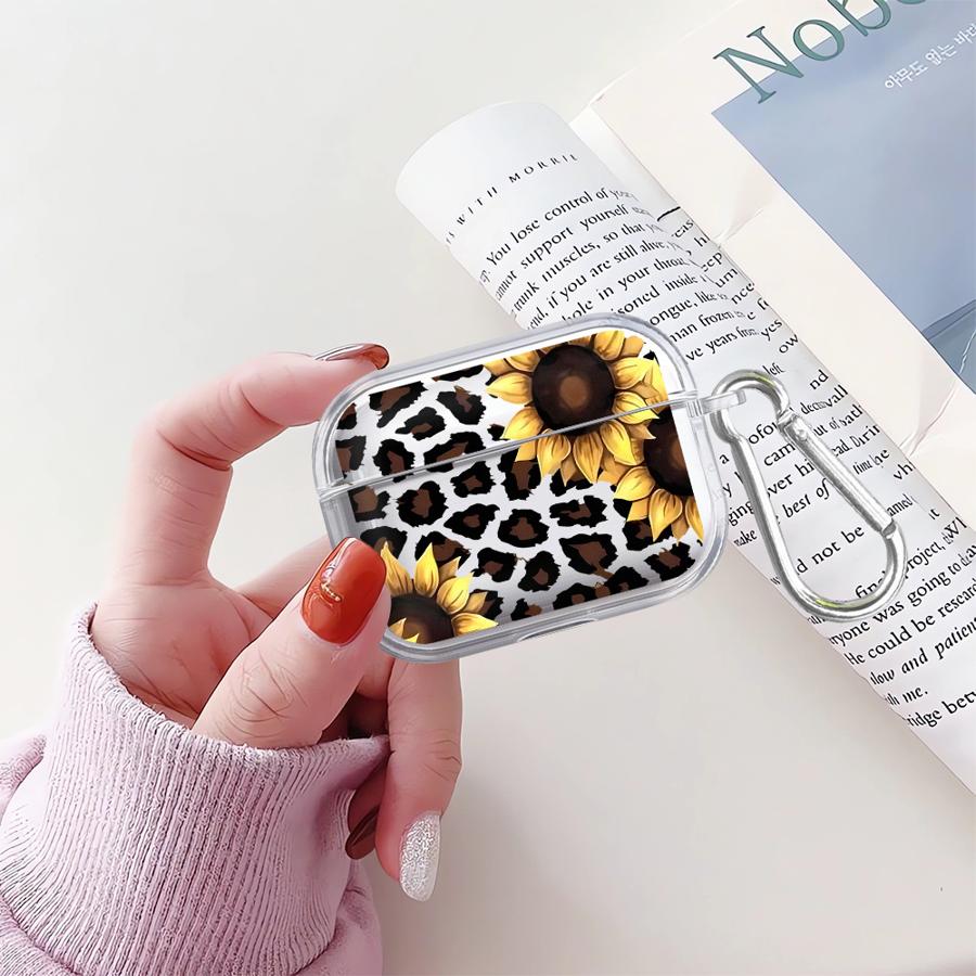 Leopard-patterned Sunflower Clear Earphone Cases Cover Case For Airpods 3 Pro Pro3 Pro2 4 1 2