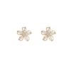 Dainty Crystal Flower Stud Earrings for Women Piercing Cartilage Ear Cute Zircon Gold Color Women's Aesthetic Jewelry Gifts