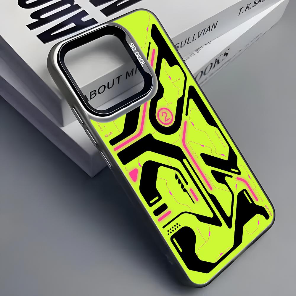 Cool Mech Mechanical Cyber Phone Case For iPhone 16 15 14 13 12 11 Pro Max Grey Black Matte Laser Metallic Aurora Funda