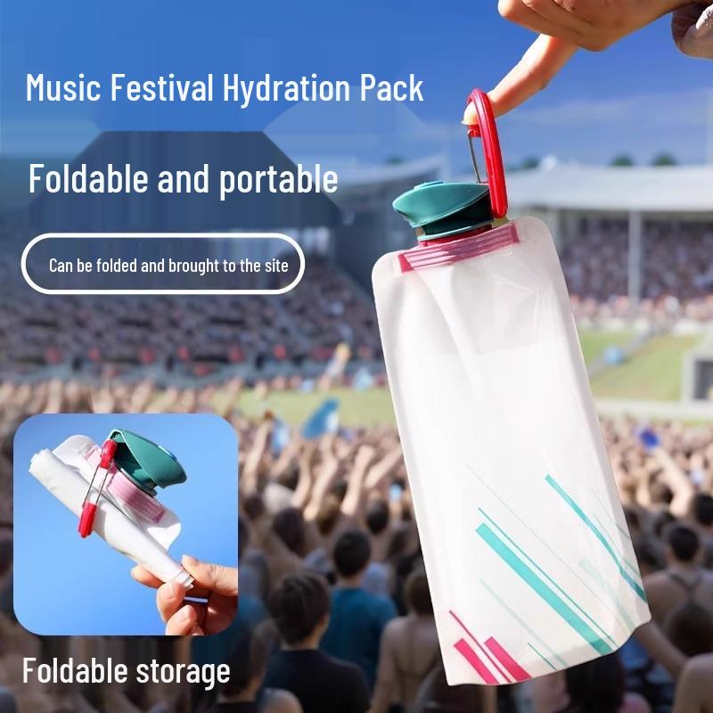 

Portable Foldable Water Bag - Concert & Festival Outdoor Decoration, Large Capacity, Food-Grade White Soft Water Bag 1 Pack [600ml]