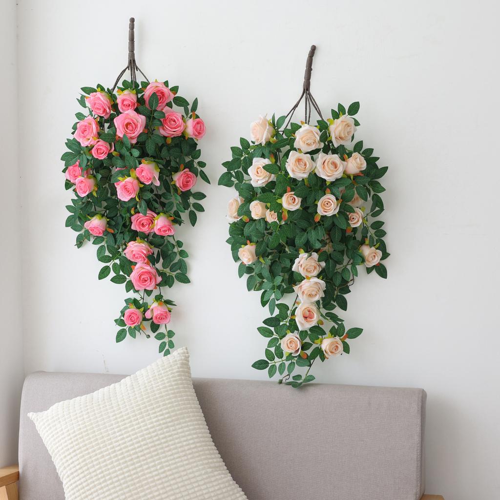 Simulated Rose Vine Bionic Wall Covering Hanging Decoration Green Plants Fake Flower Vine Wall Hanging Flowers Hanging Flowers