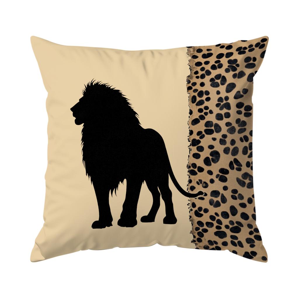 Afrikanische Graslandtier-Silhouette Kissen Kissenbezug Polyester Kissenbezug Dekokissen für Sofa Heimdekoration Kissenbezug