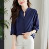 V-neck Embroidery Hollow White Shirt Women's Cotton Temperament Light Maturity Blouse Shirt