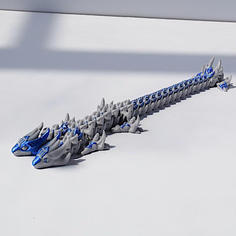 

27cm 3D Printing Double-headed Sea Dragon Joints Movable Model Simulation Chinese Divine Dragon Toy Home Decoration Kids Gift 27cm