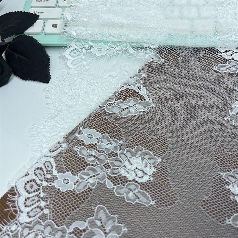 3m X 30.5cm White French Chantilly Lace, Non-stretch Eyelash Lace Fabric for Sewing, Bra, Underwear, Lingerie, Dress, Garment, Crafting