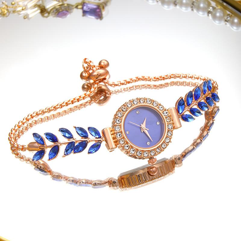 Reloj Pequeño Verde de Lujo Ligero Reloj de Cuarzo para Mujer Reloj de Pulsera Redondo con Diamantes Color Moda Retro Reloj de Alta Joyería