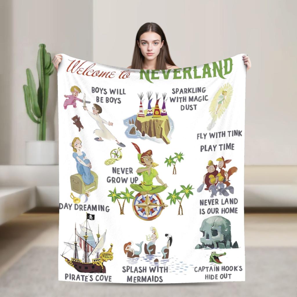 Peter Pan Tinker Bell Blanket  Wool Awesome Warm Throw Blankets for Bedding Lounge  Winter