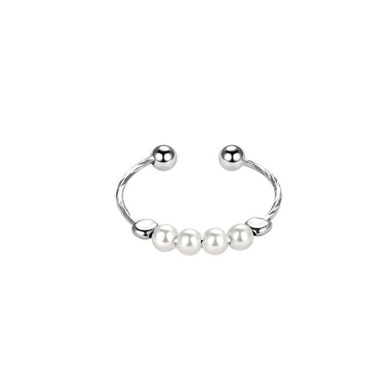 Modern Copper Pearl Ring For Women Unique Summer Style Adjustable Open Design