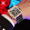 OLEVS Mens Watch Original Square Quartz Watch Waterproof Luminous Stainless Steel Sport Clock Reloj Watch For Men
