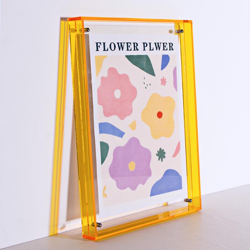 Color Acrylic Photo Frame Picture Frame and Acrylic Decorative Tray - Horizontal and Vertical Formats for Tabletop/Wall Display