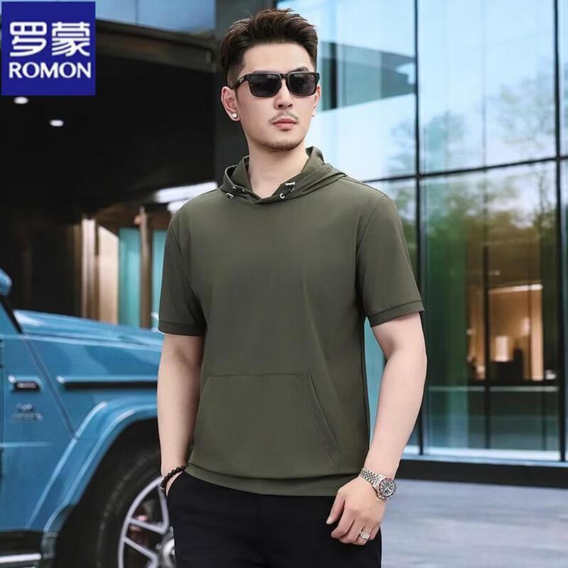 ROMON Men s Ice Silk Hooded Casual T-Shirt 58