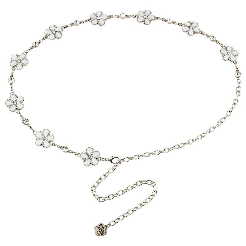 Light Luxury High-end Flower Rhinestone Decorative Metal Waist Chain for Women with Dress Versatile Small Fragrance Style Decorative Chain