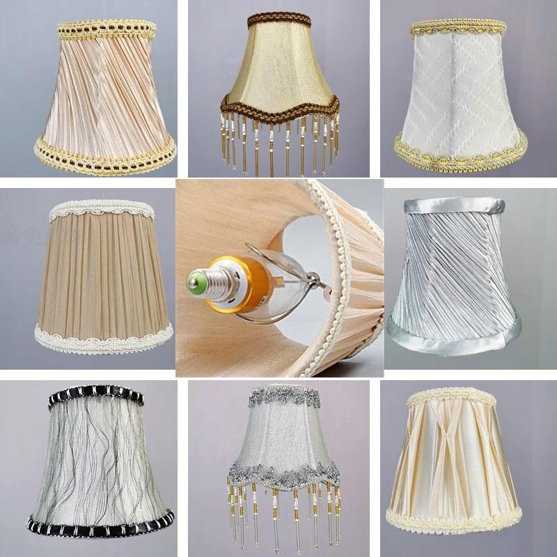 European Style Chandelier Lamp Shade Modern Clip On Droplight Wall Lamp Simple Chandelier Clip Fabric Drum Lamp Shade DIY Decor
