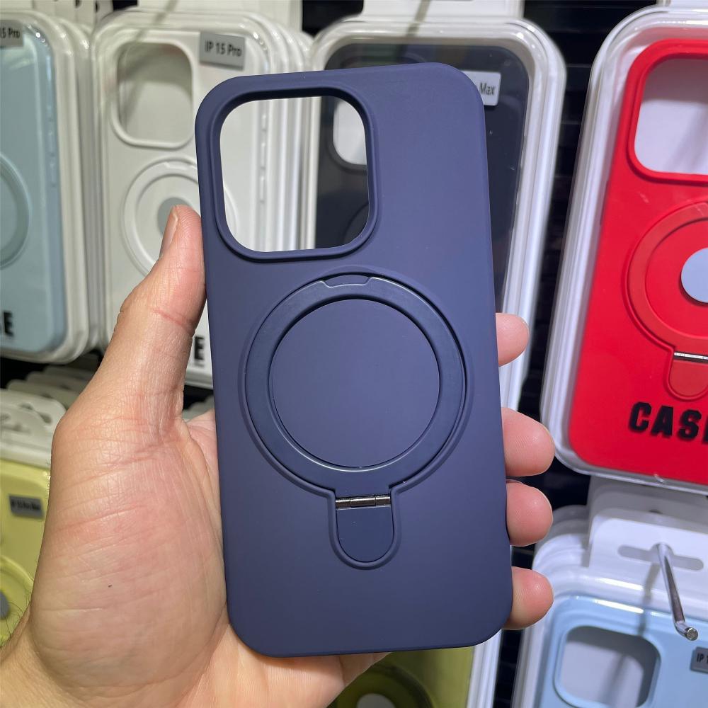 Compatible with Apple IPhone 15 Pro Max, Magnetic Stand, Liquid Silicone Phone Case, IPhone 17 with Support Point Protective Case