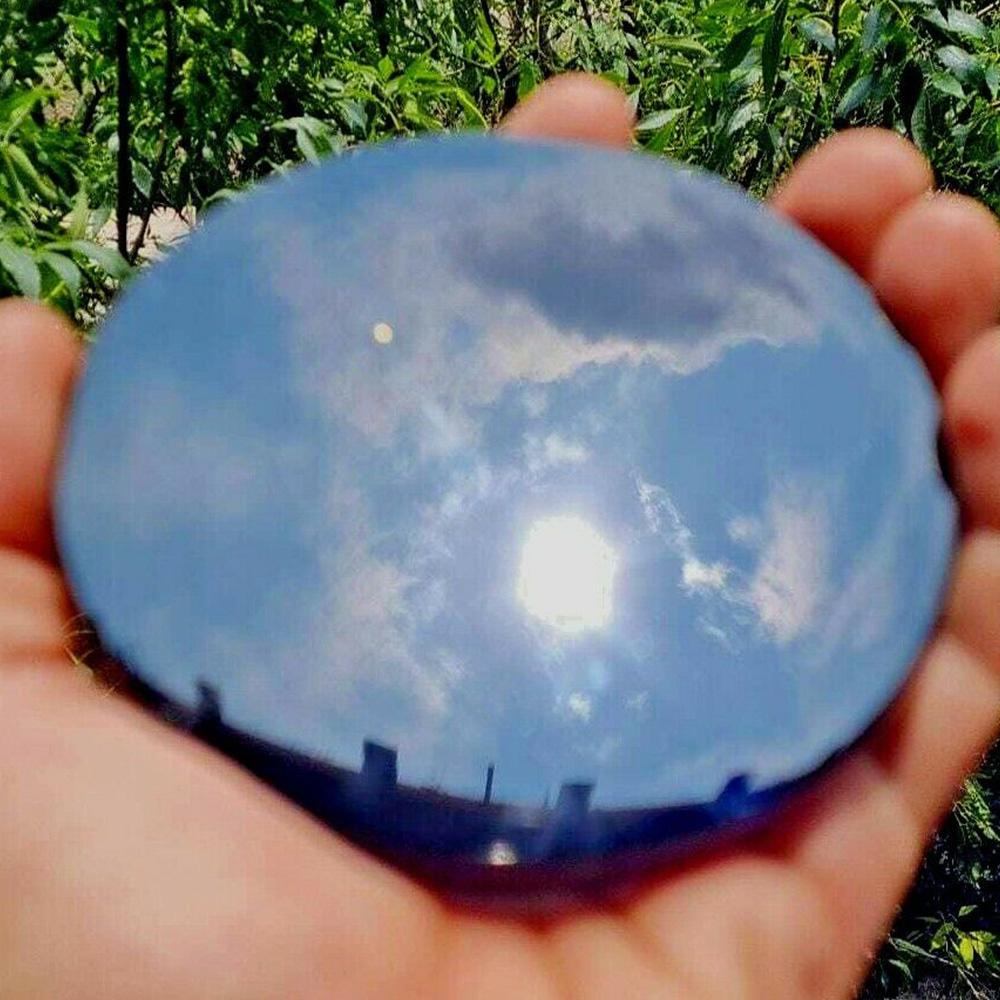 Mexico Natural Black Obsidian Smoking Mirror Stone Disc Aztec Tezcatlipoca Divinatory Ritual Maya Healing Crystals Home Decor 6cm