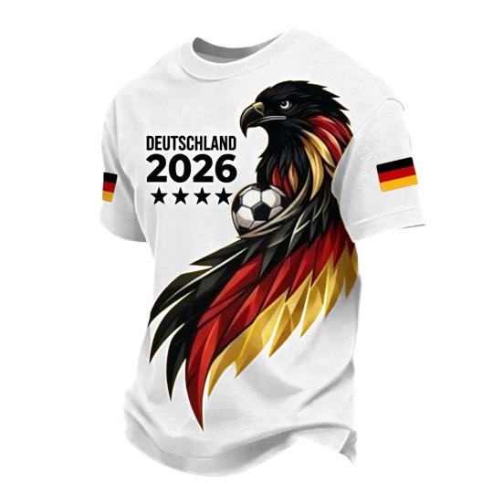 Herre fodboldfan T-shirt, Tysklands fodboldhold T-shirt, 2026 VM i fodbold Heppe T-shirt, Stilfuldt fan-beklædning til fodboldkampdag på stadion