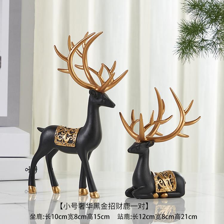 2szt/zestaw Deer Statue, Złoty Jeleń Dekoracja Świąteczna, Żywica Łoś Renifer Szczęśliwe Rzeźby Jelenia Do Dekoracji Biurka