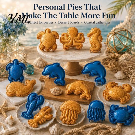 Decorative Biscuit Molds for Snacks Marine Animal Mini Pie Mold, Durable Non-stick Reusable Dough Cutter, Interactive Baking Kits Children Hand Press