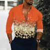 Men Collared Shirt White Base Pink Yellow Rose Leaf Floral Print Long Sleeve Button Down Top