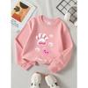 European Sizes Girls Soft Crewneck Sweatshirt Pink Paw Print Heart Kawaii Design, Casual All-Match, Ideal Holiday Present
