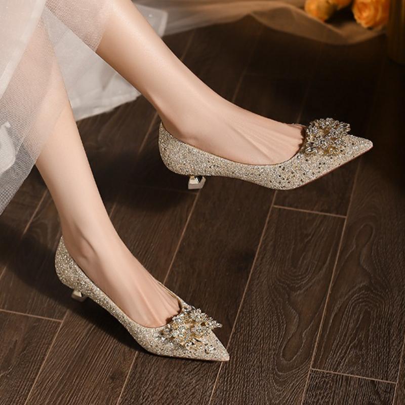 

Fashion Women Shoes High Heels Spring Women Pumps Sequins Pointed Toe Sexy Ladies Wedding Party Bow Tie Stiletto Heels Shoes for Women 34