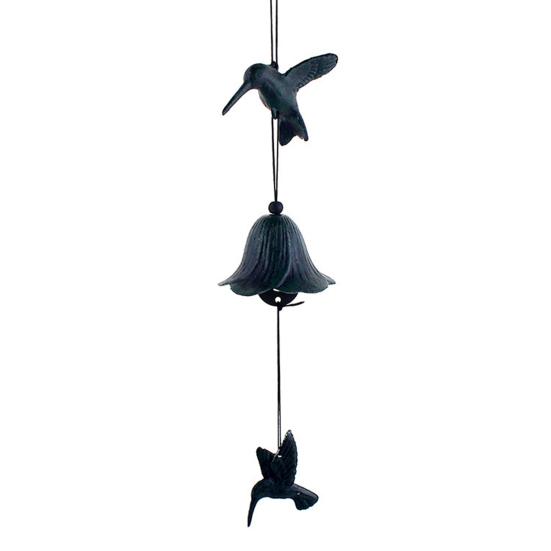 Japanese Bless Wind Chime Cast Iron Outdoor Small Wind Chime Retro Garden Hanging Wind Bell for Good Luck Patio Balcony Decoration