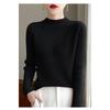 Autumn Winter Women Knitwear Slim Fit Semi High Neck Pure Color Loose Short Knitted Sweater Base Layer