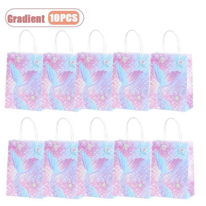 

10-40 шт. Подарочные пакеты из крафт-бумаги на тему русалки, перерабатываемые пакеты для конфет для празднования дня рождения, праздника, сувениры