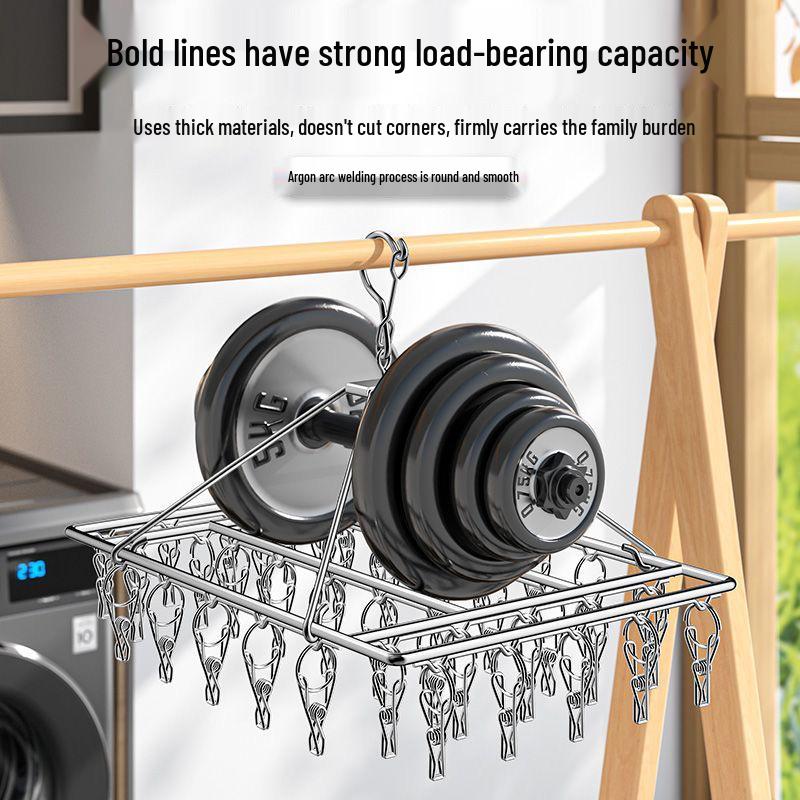 Mehrzweck-Wäscheständer aus Edelstahl mit winddichten Haken