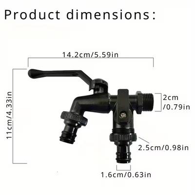 Outdoor Faucets 1/2 Gardening Double Water Outlet Brass Nozzle One In Two Out Double Pacifier Nano Black Copper Faucet