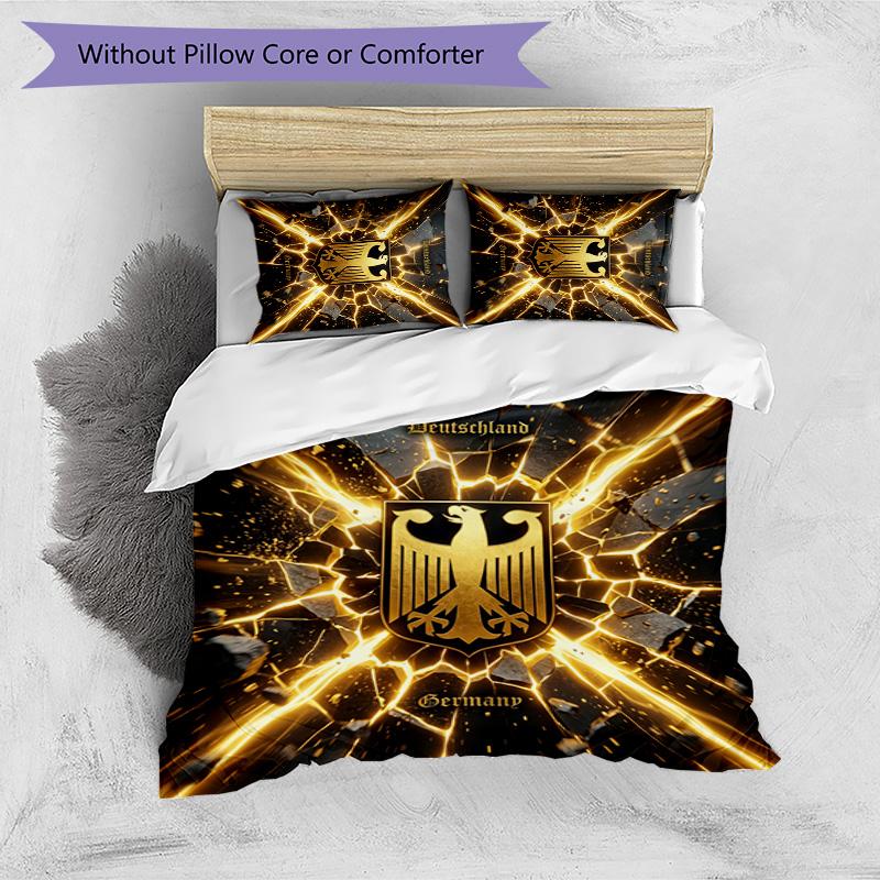 Germany Football Printed Bedding 3 Piece Set Cozy Breathable Bed Cover Set as Housewarming Holiday Gift