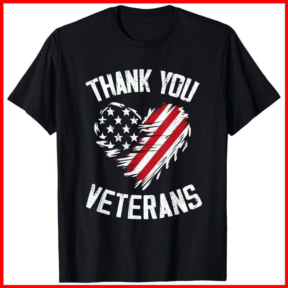 Thank You Veterans Patriotic American Flag Veterans Day 2024 Black T-Shirt Unisex T-Shirt XXXL