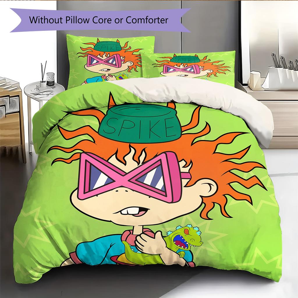 Rugrats  Pattern Bedding Quilt Set  Home Decoration  Gift (1 * Duvet Cover + 2 * Pillowcase  Without Core)