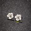 Korean Fashion Stainless Steel Plant Earrings Women Wedding Zircon Sweet Metal Flower Earings Small Lily Studs Mother Gifts