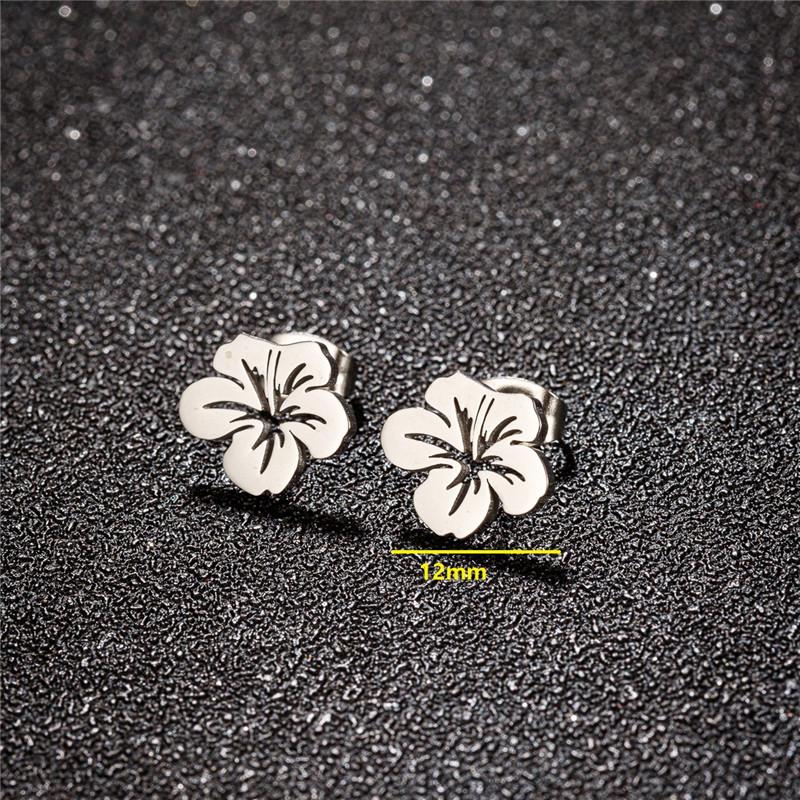 Korean Fashion Stainless Steel Plant Earrings Women Wedding Zircon Sweet Metal Flower Earings Small Lily Studs Mother Gifts