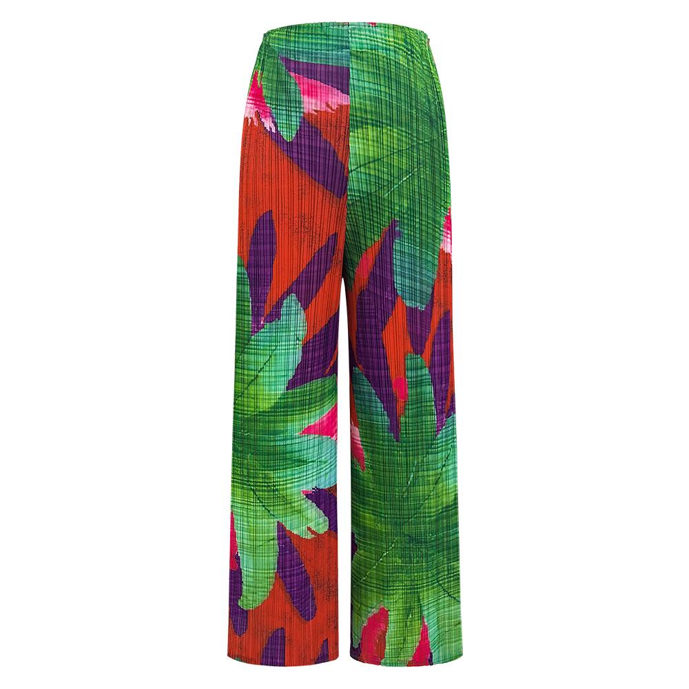 

2026 Autumn Floral High-Waisted Wide-Leg Pants – Women s Loose Vacation Style One Size красный