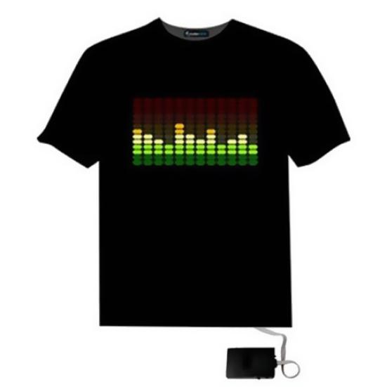 Soundaktiviertes, leuchtendes, blinkendes Rock-Disco-Equalizer-Kurzarm-LED-T-Shirt