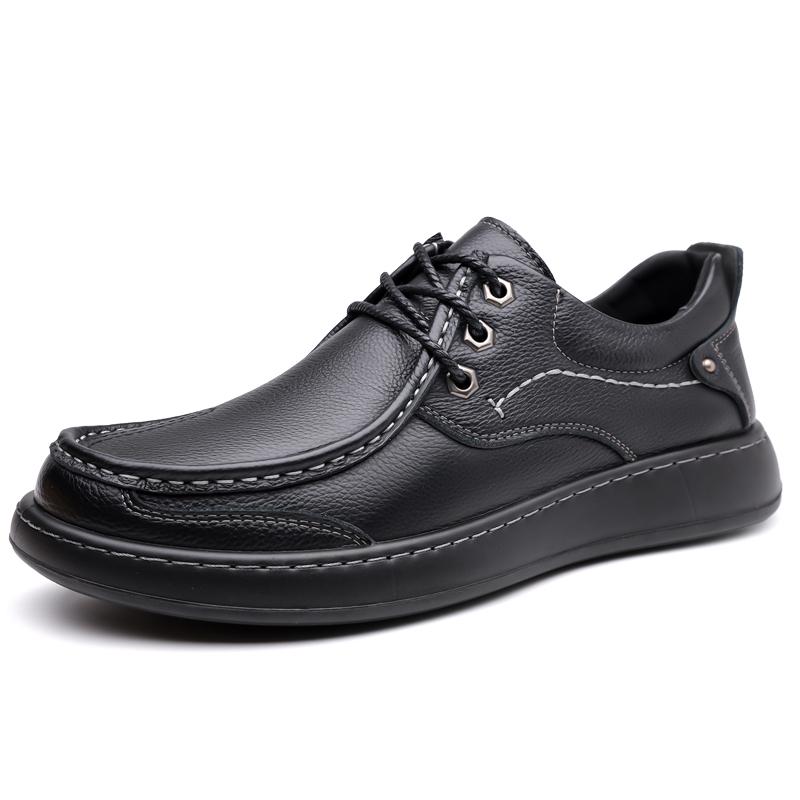 Fashion Men's Leisure Genuine Leather Shoes Fashion Male Skate Shoes Comfortable Leather Hiking Sneakers Outdoor Travel Driving Footwear