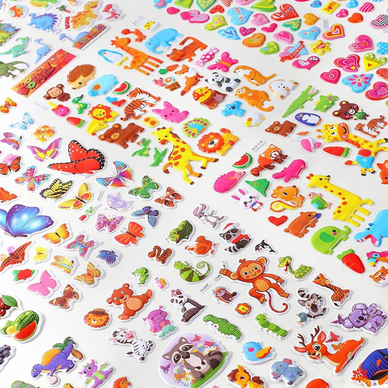 6pcs/set Children Sticker Toys Cartoon Style Stickers Scrapbook Album DIY Decoration Toy for Girls Boys Birthday Gifts TMZ