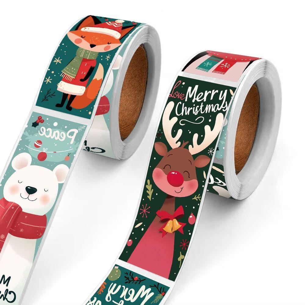 120 Stück mehrfarbige Frohe Weihnachten Aufkleber Gemischtes Muster Cartoon Weihnachtsmann Schneemann Verpackungsaufkleber Weihnachtsbaum Hirsch